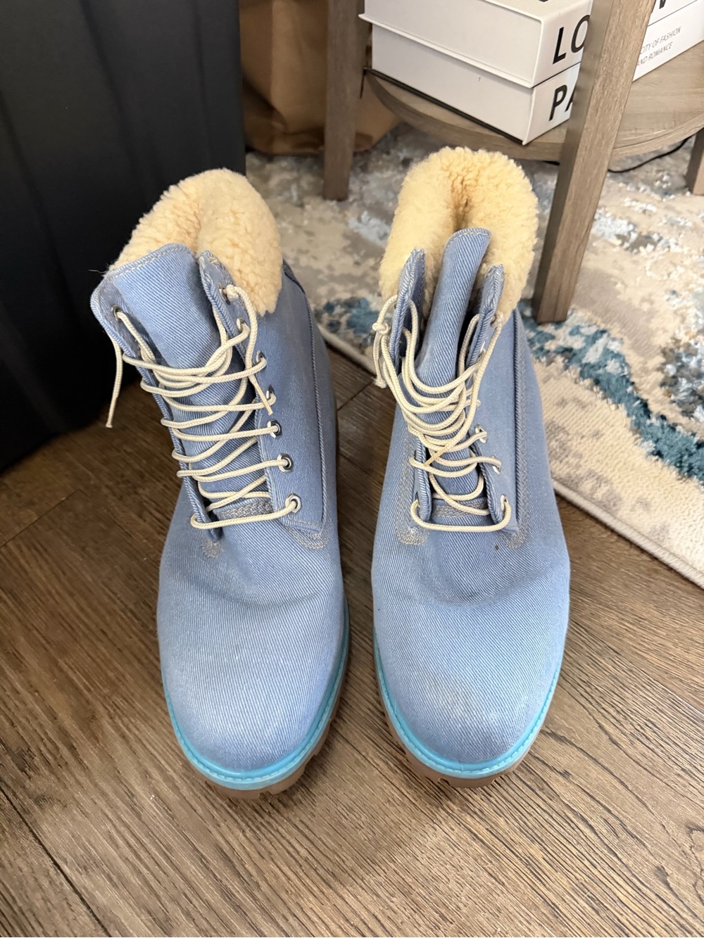 Men’s  Light Blue Fleece-Lined Winter Boots